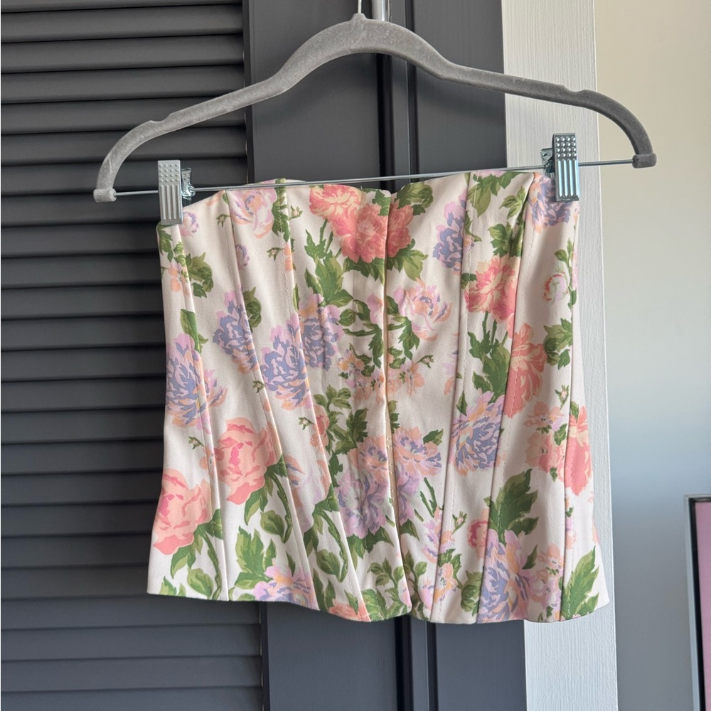 Zara Pink and Orange Pleated Mini Blouse Resort Wear